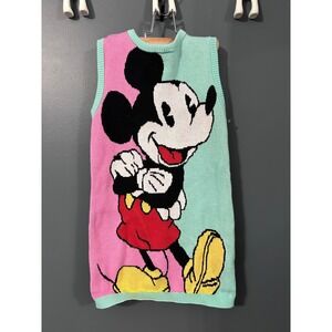 Kids Disney Mickey & Co. Mouse Knit Sweater Vest Dress Pink Teal Size 7/8